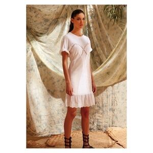 NWT MES DEMOISELLES Marilyn Short Sleeve Bodice Cotton Mini Shirt Dress Small